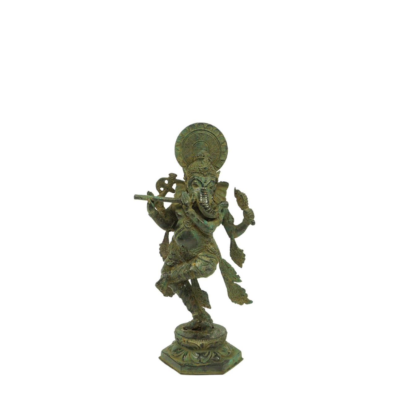 Ganesha tanzend antikfarben ca. 45 cm Messing gegossen