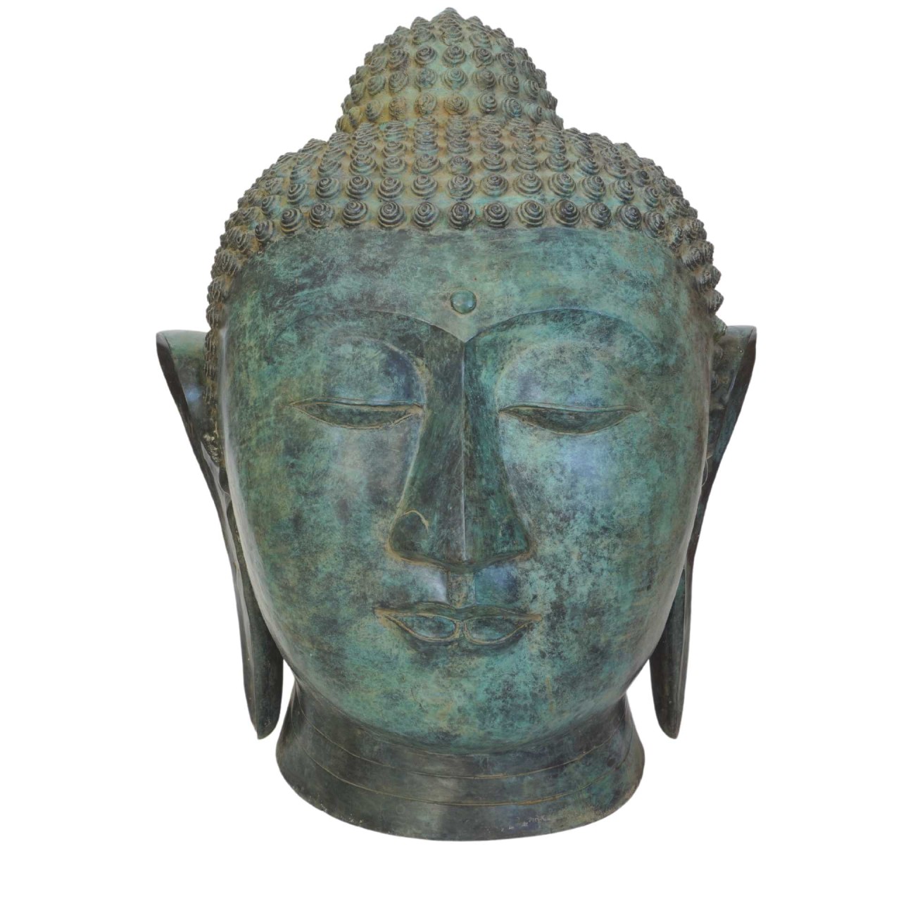 Buddha Kopf A antikstyle ca. 80 cm in- und outdoor Messing gegossen