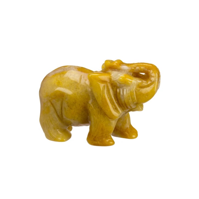 Edelstein Elefant Gelber Jade handgearbeitet 10 cm