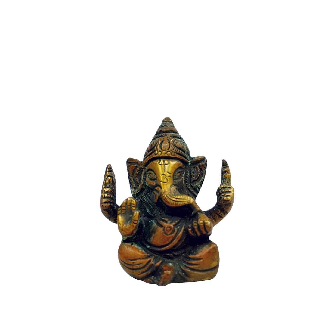 Messingfigur Ganesha 7cm braun/goldfarben