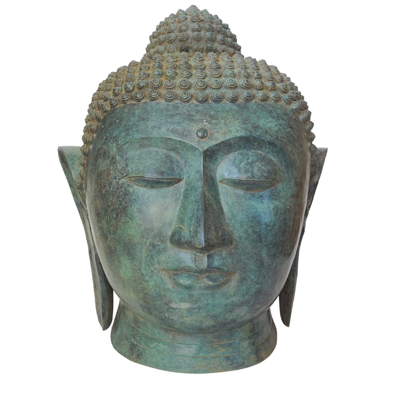 Buddha Kopf B antikstyle ca. 80 cm in- und outdoor Messing gegossen