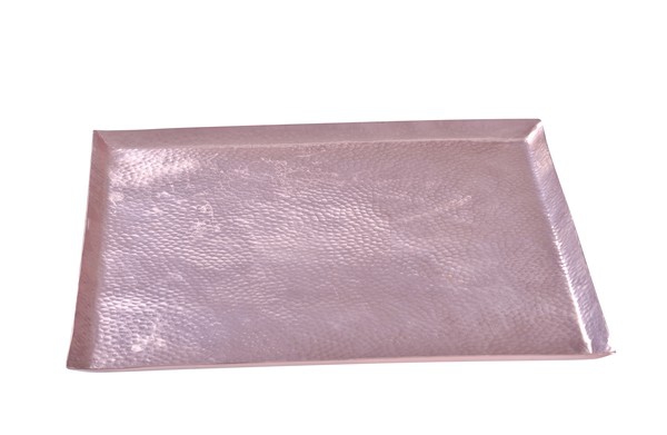 Tablett eckig klein, 33 cm, Metall gehämmert / verkupfert