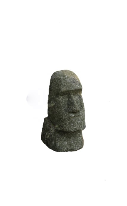 Steinfigur Moai 15cm Basanit handgeschlagen winterhart