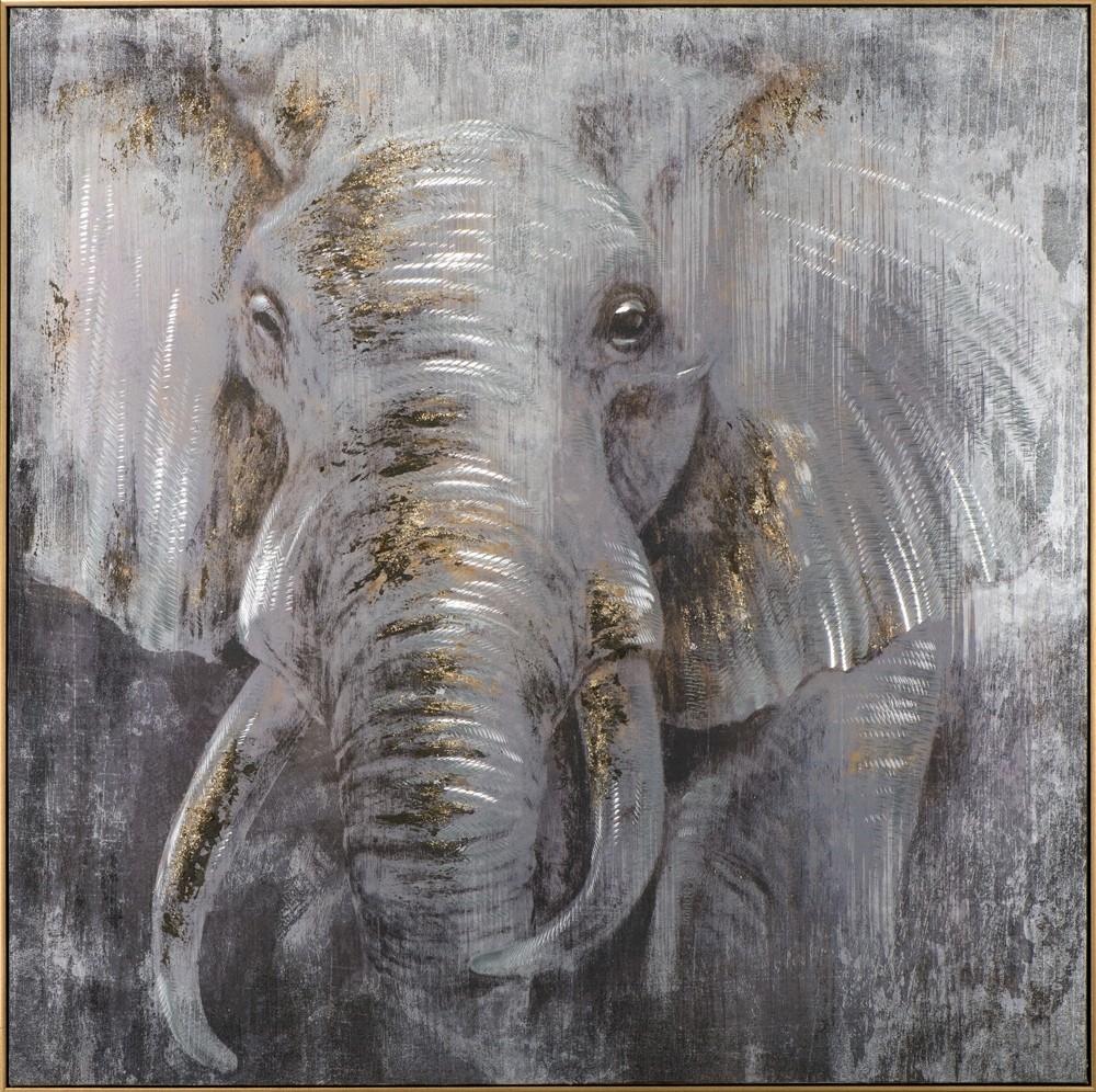 Wandbild Elefant - 100 x 100 cm - handbearbeitet