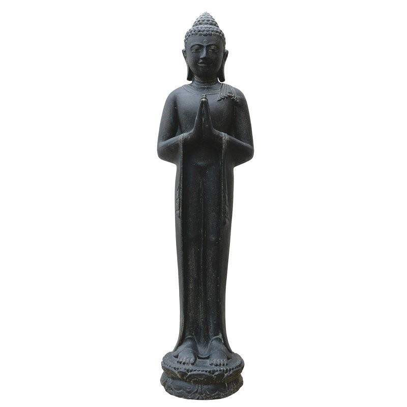 Steinstatue Buddha stehend indisch Begrüssung 150cm gegossen winterhart