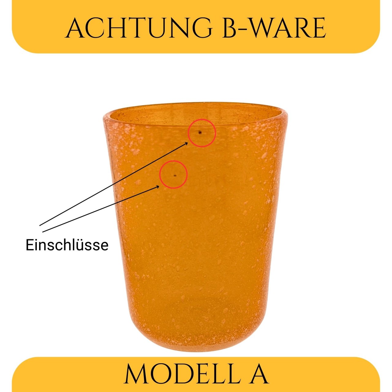 B-Ware Trinkglas mandarine mundgeblasen 300ml