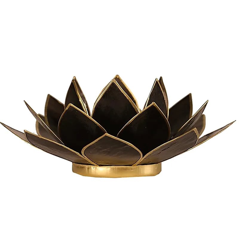 Windlicht Lotus schwarz goldfarben Capiz Muschelkalk