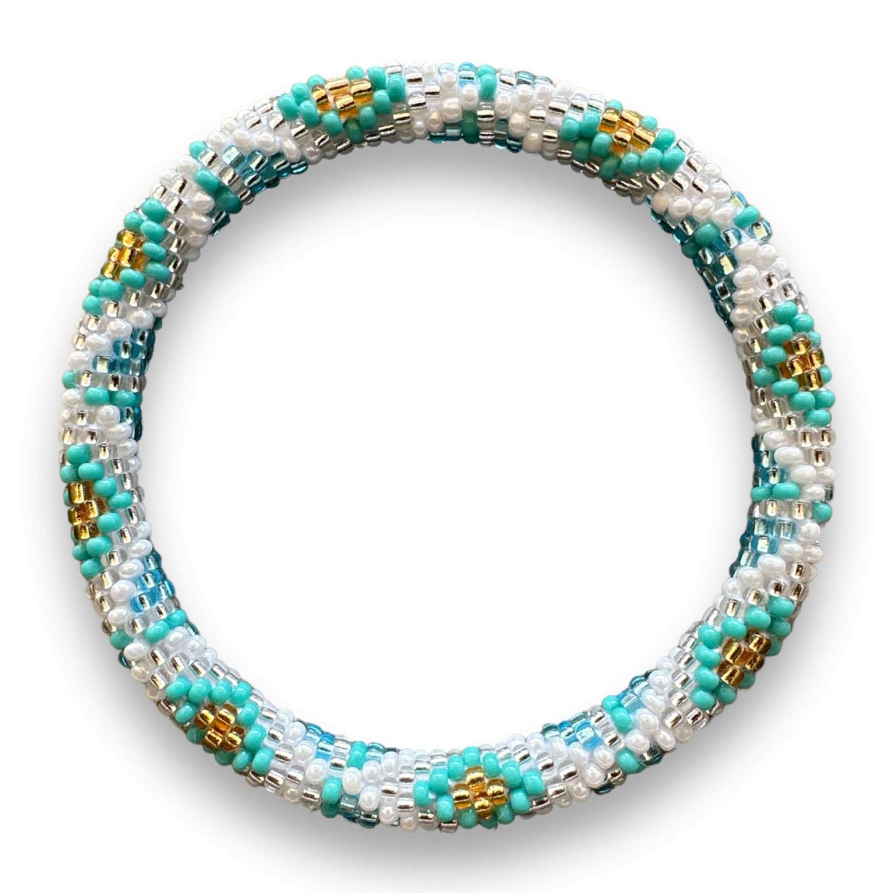 Armband white-turquoise Nepal Glasperlen