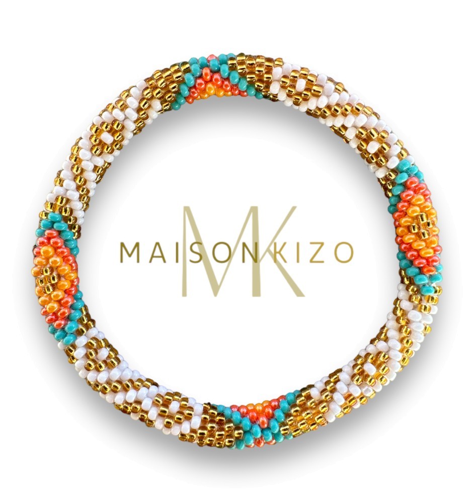 Armband gold-turquoise Nepal Glasperlen
