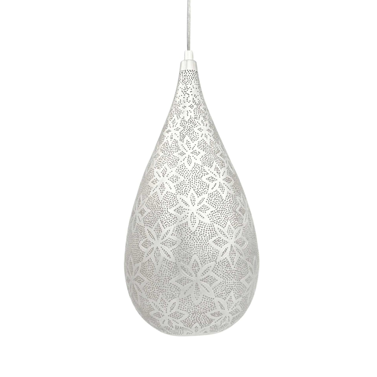 Hängelampe Kibe Puaka L 50cm versilbert Handwerk sweet mint