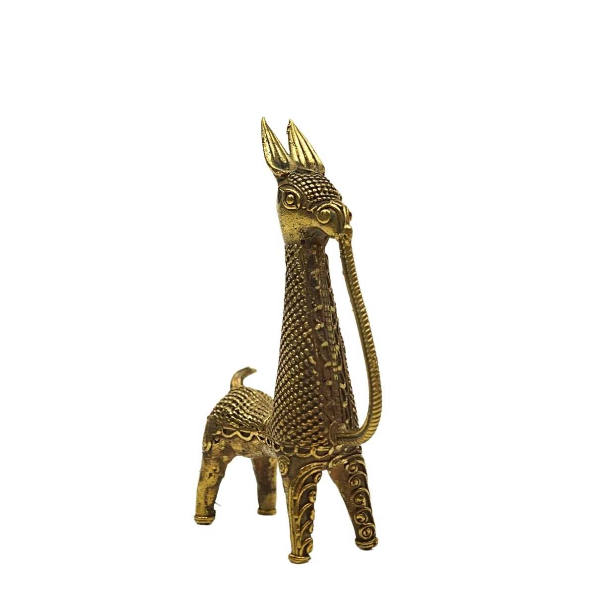 Pferd Dhokra Bankura goldfarben ca. 13cm Messing gegossen