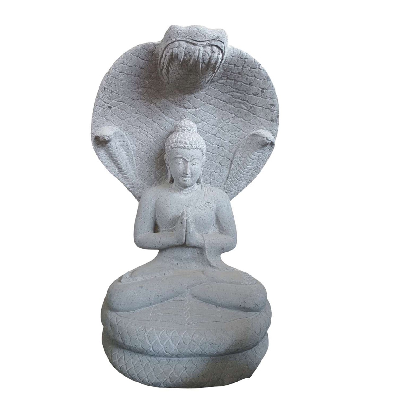 Steinfigur Buddha sitzend India Cobra 100cm Flussstein