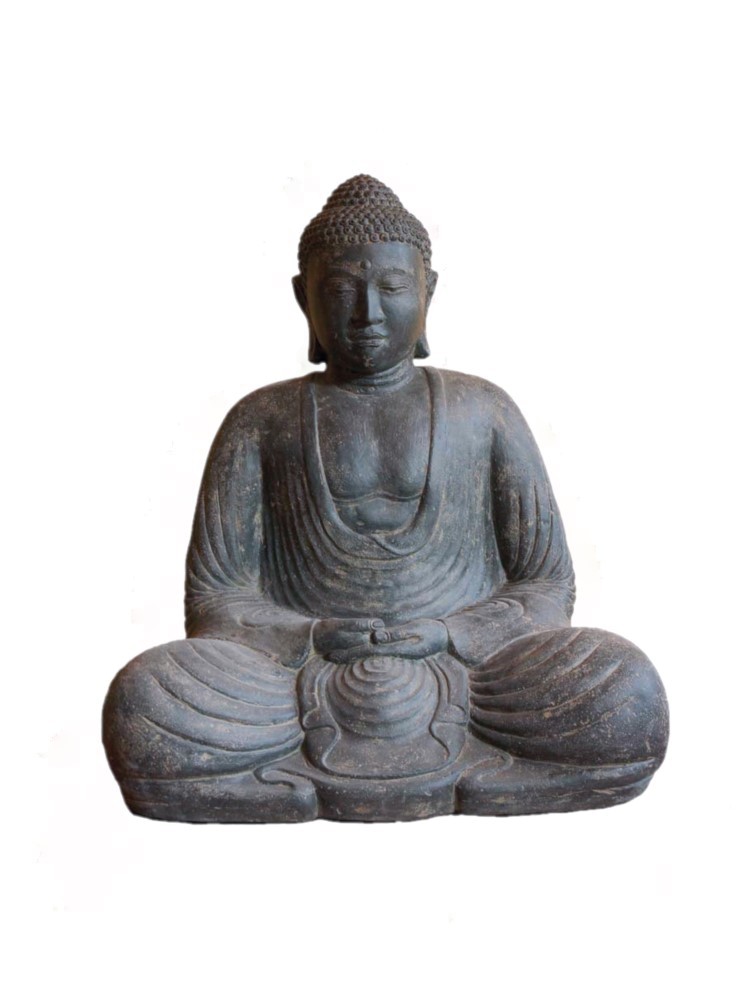 Buddha Japan 82 cm - sitzend Meditation - Steinhohlguss - Indonesien