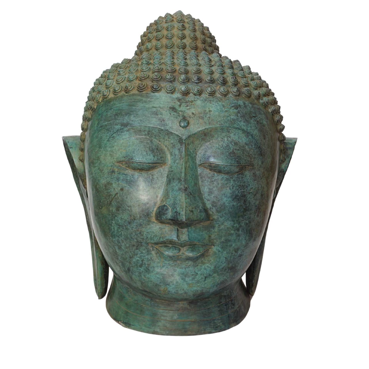 Buddha Kopf E antikstyle ca. 80 cm in- und outdoor Messing gegossen